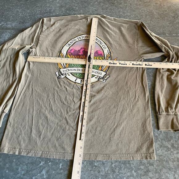 Grand Teton Brewing Co Sweetgrass Jackson Hole's IPA Shirt Large Tan Long Sleeve - Picture 7 of 9
